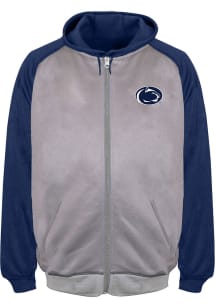 Penn State Nittany Lions Mens Grey Raglan Contrast Big and Tall Zip Sweatshirt