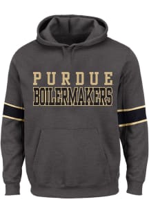 Purdue Boilermakers Mens Charcoal Contrast Mesh Poly Big and Tall Hooded Sweatshirt