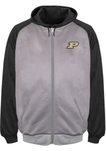 Purdue Boilermakers Mens Grey Raglan Contrast Big and Tall Zip Sweatshirt