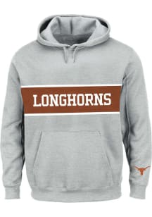 Texas Longhorns Mens Grey French Terry Pieced Body Big and Tall Hooded Sweatshirt