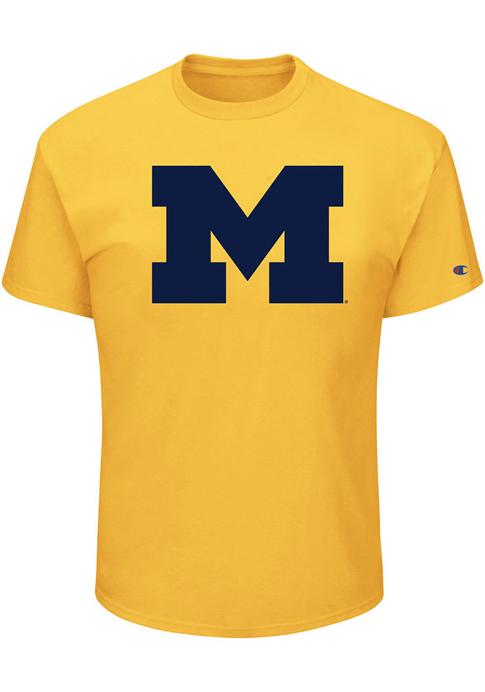 Michigan Wolverines Mens Yellow Primary Logo Big and Tall T-Shirt