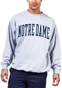 Notre Dame Fighting Irish Mens Charcoal Reverse Weave Arch Name Big and Tall Crew Sweatshirt