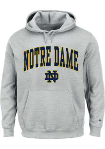 Notre Dame Fighting Irish Mens Grey Arch Mascot Big and Tall Hooded Sweatshirt