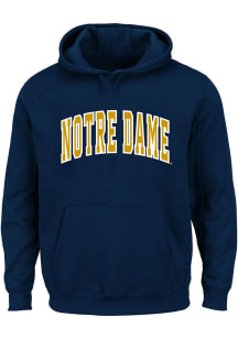 Notre Dame Fighting Irish Mens Navy Blue Arch Twill Big and Tall Hooded Sweatshirt