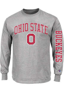 Ohio State Buckeyes Mens Grey Arch Mascot Big and Tall Long Sleeve T-Shirt