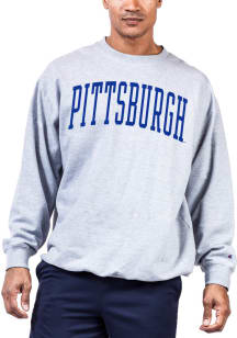 Pitt Panthers Mens Grey Reverse Weave Arch Name Big and Tall Crew Sweatshirt