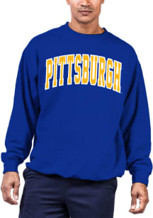 Pitt Panthers Mens Blue Arch Twill Big and Tall Crew Sweatshirt