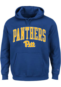 Pitt Panthers Mens Blue Arch Mascot Big and Tall Hooded Sweatshirt