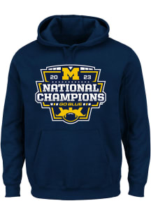 Michigan Wolverines Mens Navy Blue 2023 National Champions Big and Tall Hooded Sweatshirt