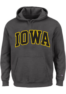 Iowa Hawkeyes Mens Charcoal Arch Twill Big and Tall Hooded Sweatshirt