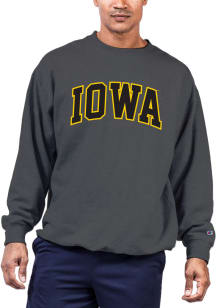 Iowa Hawkeyes Mens Charcoal Arch Twill Big and Tall Crew Sweatshirt