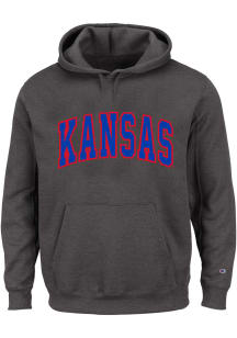Kansas Jayhawks Mens Charcoal Arch Twill Big and Tall Hooded Sweatshirt