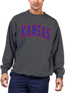 Kansas Jayhawks Mens Charcoal Arch Twill Big and Tall Crew Sweatshirt