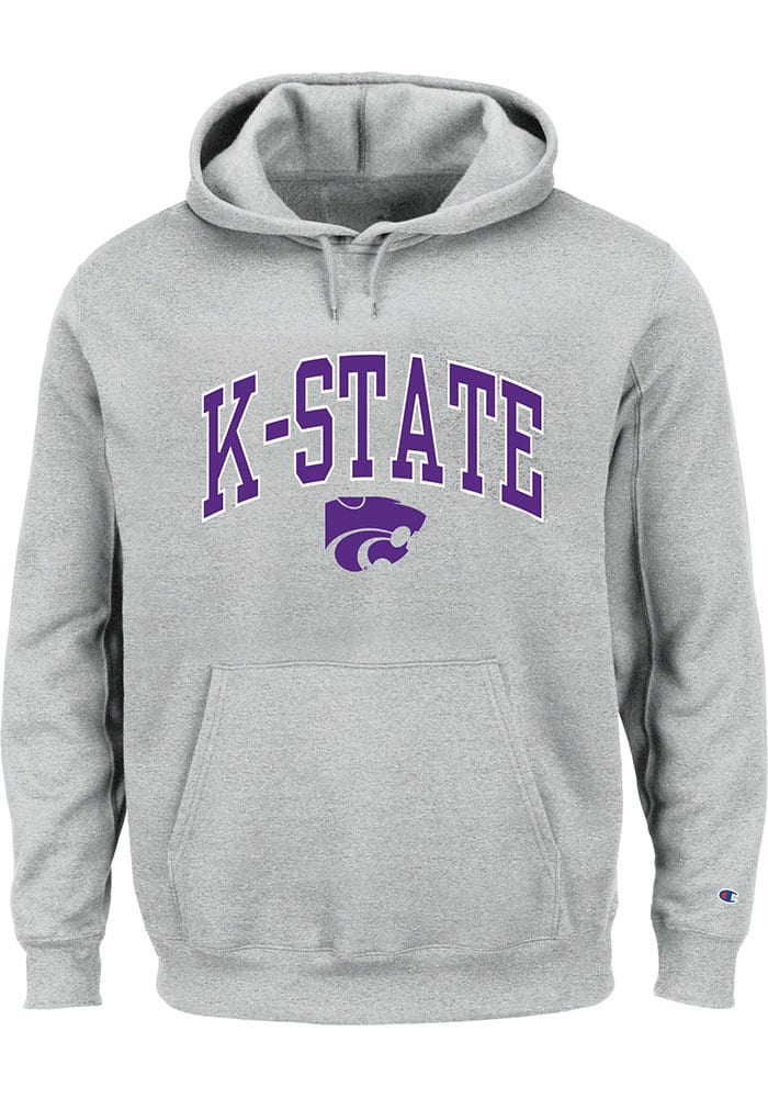 K-State Wildcats Mens Grey Arch Mascot Big and Tall Hooded Sweatshirt