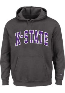 Mens Charcoal K-State Wildcats Arch Twill Big and Tall Hooded Sweatshirt