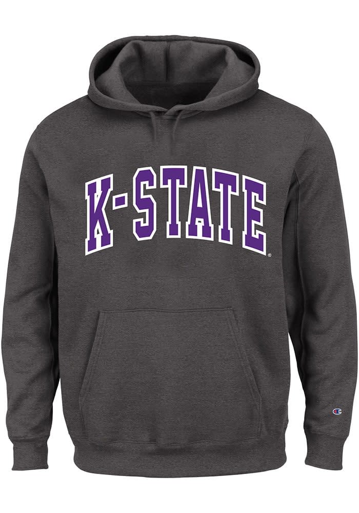 K-State Wildcats Mens Charcoal Arch Twill Big and Tall Hooded Sweatshirt