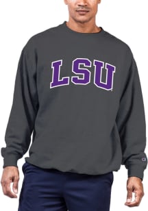 LSU Tigers Mens Charcoal Arch Twill Big and Tall Crew Sweatshirt