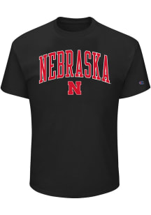 Nebraska Cornhuskers Mens Black Arch Mascot Big and Tall T-Shirt