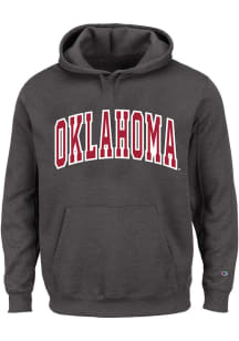 Oklahoma Sooners Mens Charcoal Arch Twill Big and Tall Hooded Sweatshirt