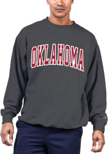 Oklahoma Sooners Mens Charcoal Arch Twill Big and Tall Crew Sweatshirt