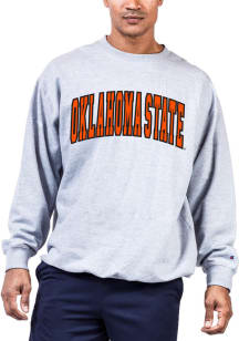 Oklahoma State Cowboys Mens Grey Reverse Weave Arch Name Big and Tall Crew Sweatshirt