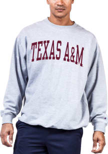 Texas A&amp;M Aggies Mens Grey Reverse Weave Arch Name Big and Tall Crew Sweatshirt
