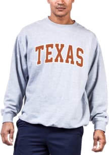 Texas Longhorns Mens Grey Reverse Weave Arch Name Big and Tall Crew Sweatshirt