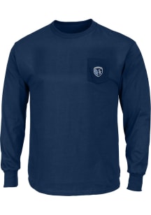 Sporting Kansas City Mens Blue Logo Pocket Big and Tall Long Sleeve T-Shirt