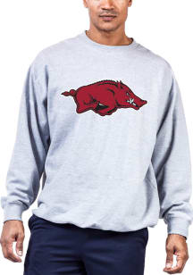 Arkansas Razorbacks Mens Grey Primary Logo Big and Tall Crew Sweatshirt