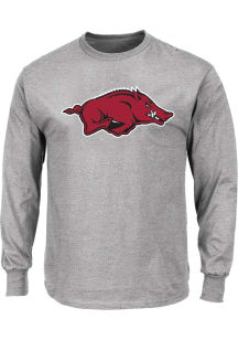 Arkansas Razorbacks Mens Grey Primary Logo Big and Tall Long Sleeve T-Shirt