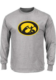 Iowa Hawkeyes Mens Grey Primary Logo Big and Tall Long Sleeve T-Shirt