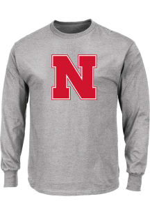 Nebraska Cornhuskers Mens Grey Primary Logo Big and Tall Long Sleeve T-Shirt