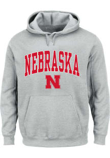 Nebraska Cornhuskers Mens Grey Arch Big and Tall Hooded Sweatshirt