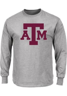 Texas A&amp;M Aggies Mens Grey Primary Logo Big and Tall Long Sleeve T-Shirt