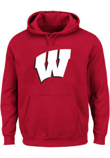Mens Red Wisconsin Badgers Primary Logo Big and Tall Hooded Sweatshirt