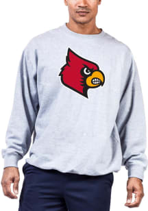 Louisville Cardinals Mens Grey Primary Logo Big and Tall Crew Sweatshirt