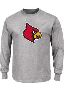 Louisville Cardinals Mens Grey Primary Logo Big and Tall Long Sleeve T-Shirt