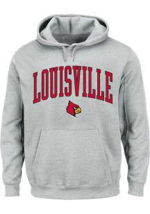 Louisville Cardinals Mens Grey Arch Big and Tall Hooded Sweatshirt
