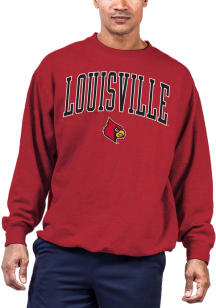 Louisville Cardinals Mens Red Arch Big and Tall Crew Sweatshirt