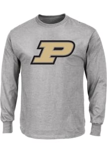 Purdue Boilermakers Mens Grey Primary Logo Big and Tall Long Sleeve T-Shirt