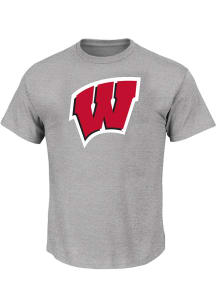 Wisconsin Badgers Mens Grey Primary Logo Big and Tall T-Shirt