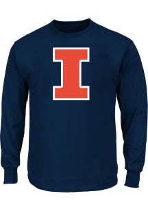 Mens Navy Blue Illinois Fighting Illini Primary Logo Big and Tall Long Sleeve T-Shirt