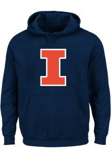Illinois Fighting Illini Mens Navy Blue Primary Logo Big and Tall Hooded Sweatshirt