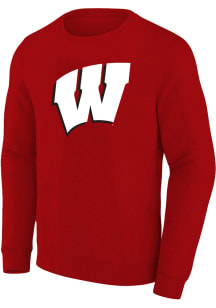Mens Red Wisconsin Badgers Arch Mascot Big and Tall Crew Sweatshirt