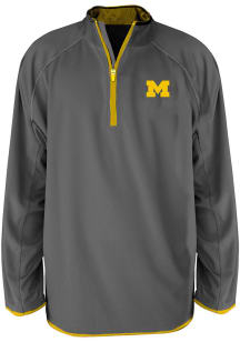 Michigan Wolverines Mens Grey Raglan Big and Tall Qtr Zip