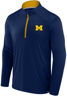 Michigan Wolverines Mens Navy Blue Defender Left Chest Big and Tall Qtr Zip