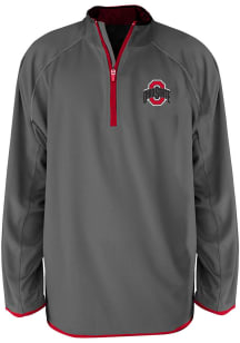 Ohio State Buckeyes Mens Grey Raglan Big and Tall Qtr Zip