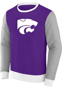 Mens Purple K-State Wildcats Contrast Big and Tall Crew Sweatshirt