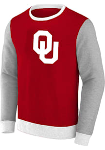 Oklahoma Sooners Mens Crimson Contrast Big and Tall Crew Sweatshirt