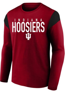 Mens Crimson Indiana Hoosiers Contrast Big and Tall Long Sleeve T-Shirt